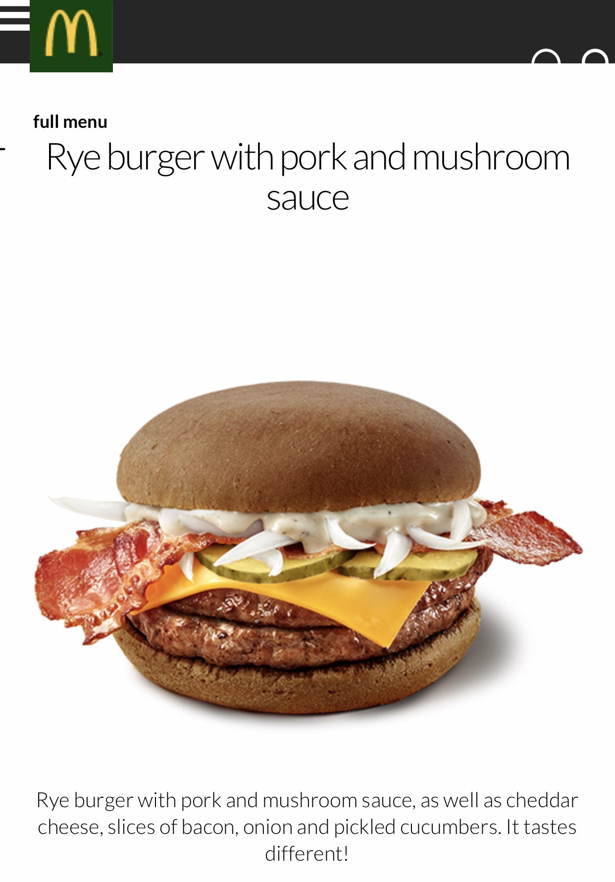 Rye double pork patty sandwich