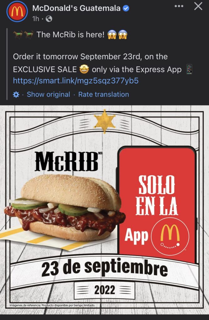 McRib is Back September 23.