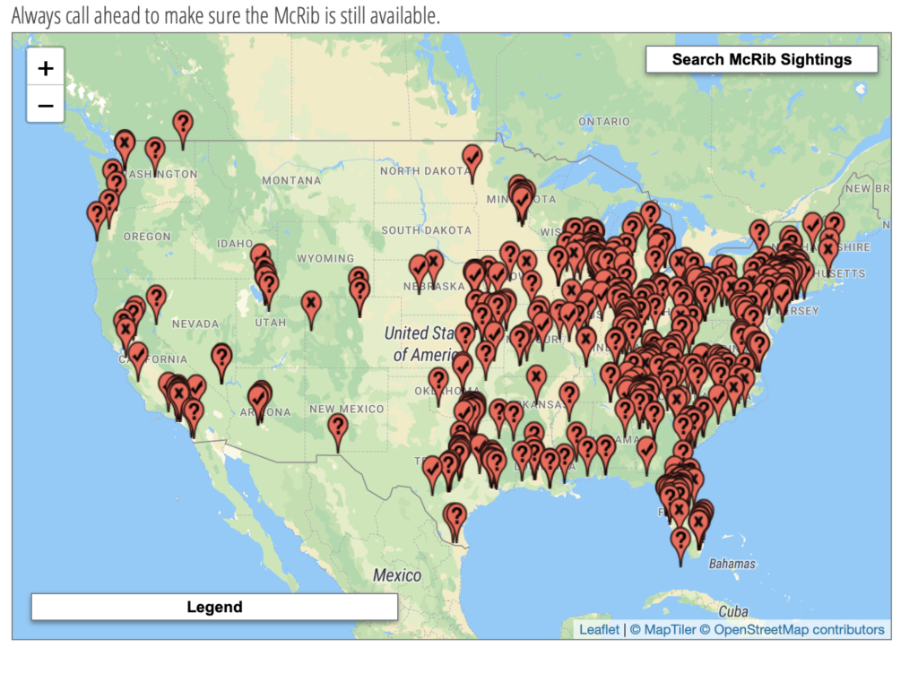 October 23, 2022 US McRib reports