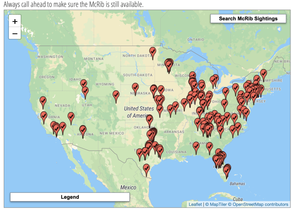 October 23, 2022 US confirmed McRib reports