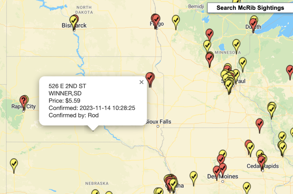 Sample of the Map with price details