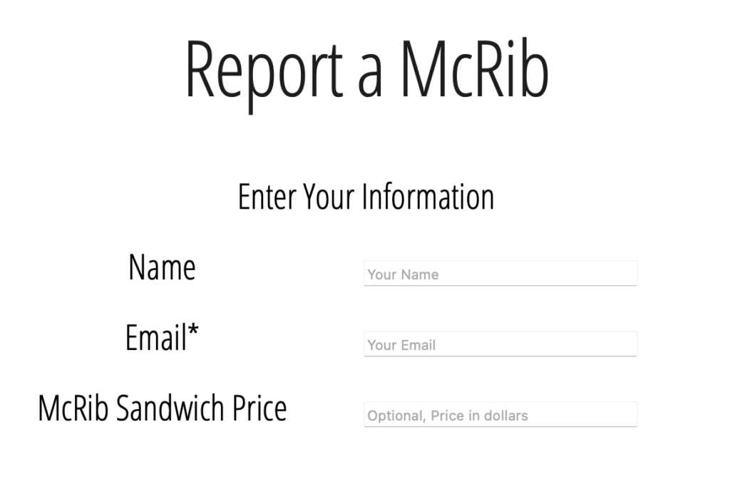 Sample of Reporting a McRib with price details