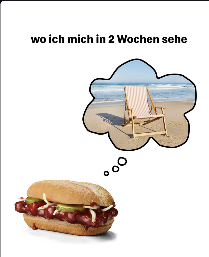 McDonald's Germany Instagram post about the McRib taking a vacation.